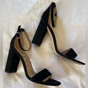 Sam Edelman Black Suede Chunky Heel Sandals